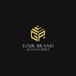 gp initial monogram with hexagon shape logo vector image