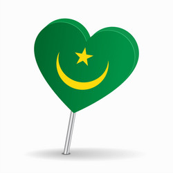 mauritanian flag heart-shaped map pointer layout vector image