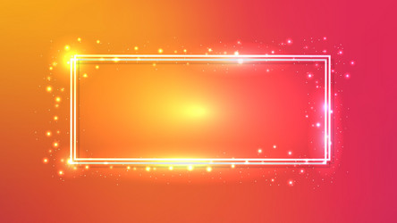 neon double rectangular frame with shining vector image