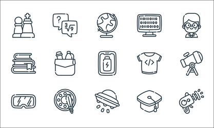 nerd line icons linear set quality vector image