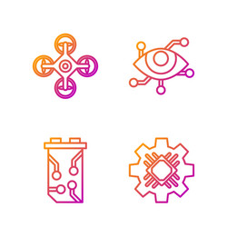 set line processor video graphic card drone vector image