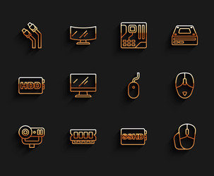 set line web camera ram random access memory vector image