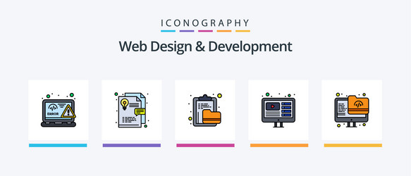 Web design and development line filled 5 icon vector