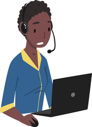 african american man call center operator online vector