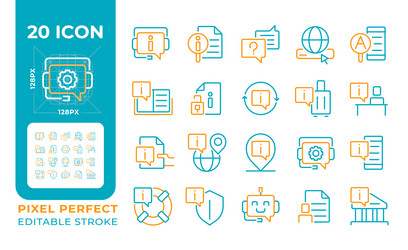 faq two color line icons set vector image