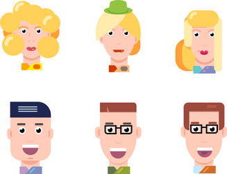 Flat characters portrait set vector