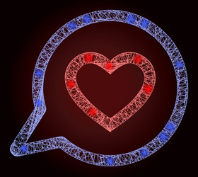 glossy net mesh romantic heart message vector image