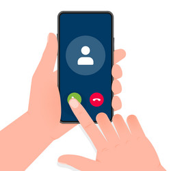 Hand holds phone with call incoming video vector