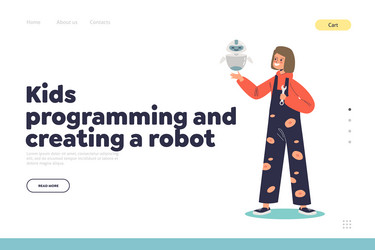 Kid programming and creating robot concept vector