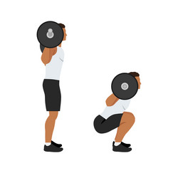 Man doing barbell squat exercise flat Royalty Free Vector