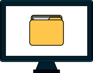 monitor computer with folder vector image