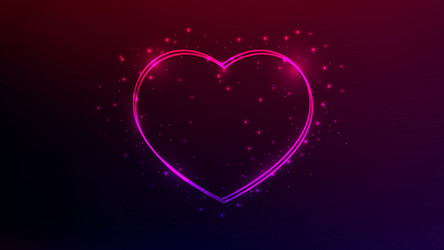 neon double frame in heart form with shining vector image