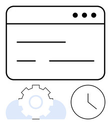 web interface with gear and clock representing vector image
