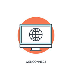 flat lined internet icon web connection vector image