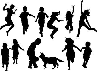 Playful Child Silhouettes Vector Image