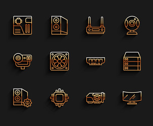 set line case of computer processor with cpu vector image