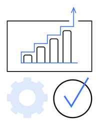 growth chart with bar graph checkmark and gear vector image