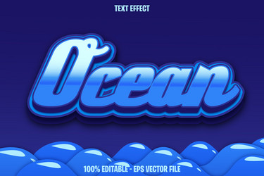 ocean editable text effect 3d emboss style design vector image