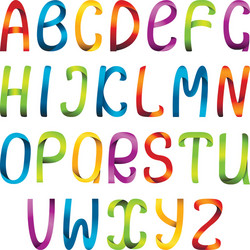 Rainbow Letter Ribbon Alphabet Set Vector Image