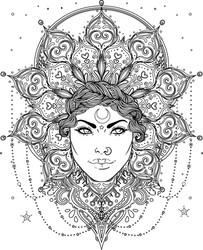 Bohemian Tribal Goddess Crown Vector Image