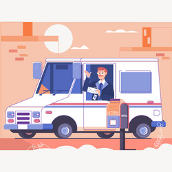 postman delivering letters to mailbox of recipient vector image