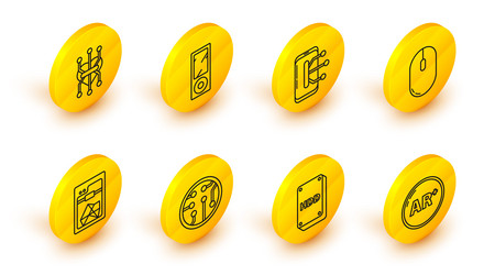 set line ar augmented reality hard disk drive vector image