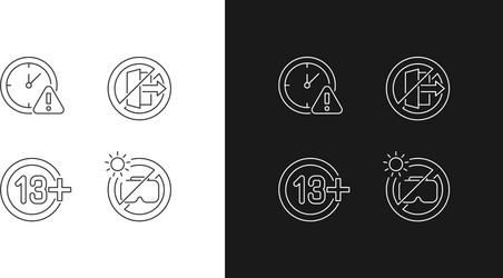 Vr headset usage linear manual label icons set vector