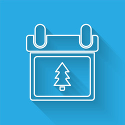 white line calendar with tree icon isolated vector image