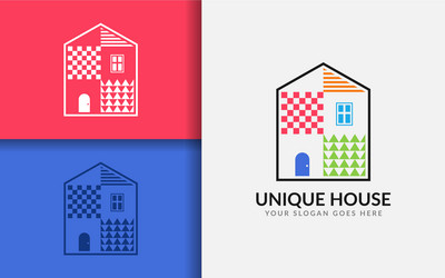 a unique minimalist house with geometric shape vector