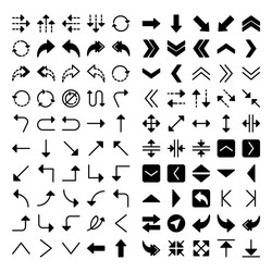 arrows icon set include arrow symbol square rotate vector