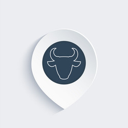 Bull head line icon on map pin vector