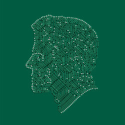 Green head made electric circuit map ai vector