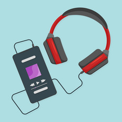 headphones with mp3 phone player shadow Vector Image