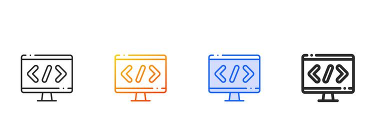 coding iconthin linear gradient blue stroke vector image