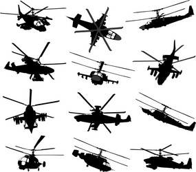 Military Helicopter Silhouettes vector