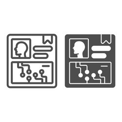 Personal data in screen line and solid icon web vector