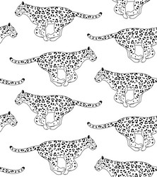 Seamless pattern of running outline leopard vector