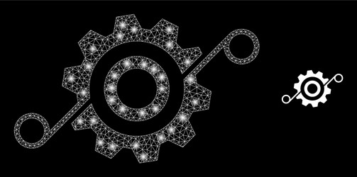 shiny net cog solution with lightspots vector image