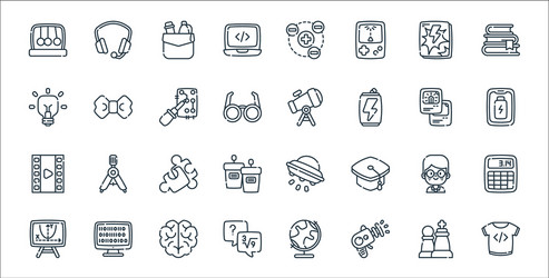 Nerd line icons linear set quality vector