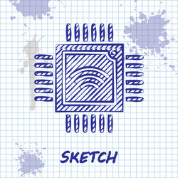 Sketch line computer processor with microcircuits vector