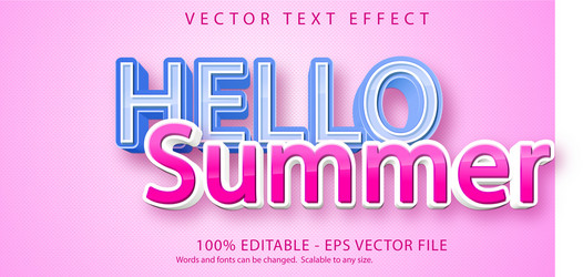 Hello summer editable text effect vector