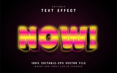 Now text gradient neon effect vector