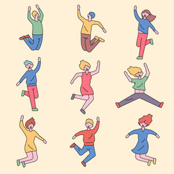 People are jumping with excitement and happiness vector