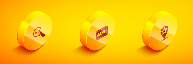 set isometric advertising and map pointer vector image