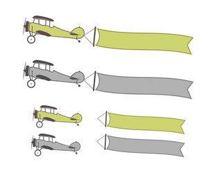 set of airplanes symbols with banners empty form vector