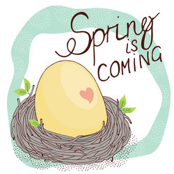 spring card with nest and egg vector image