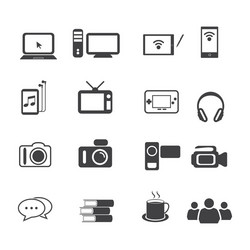 big data icon set entertainment vector