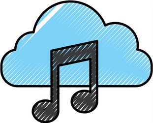 Cloud computing with music note isolated icon vector