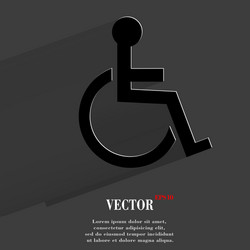 Disabled flat modern web button with long shadow vector