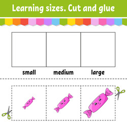 learning sizes cut and glue easy level color vector image